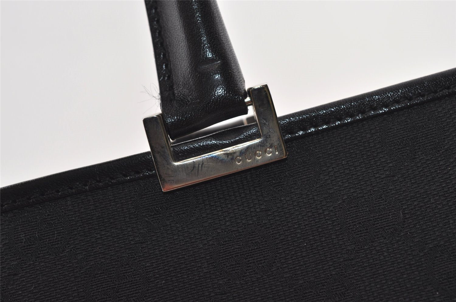 Authentic GUCCI Jackie Shoulder Tote Bag GG Canvas Leather 0021064 Black 3030J