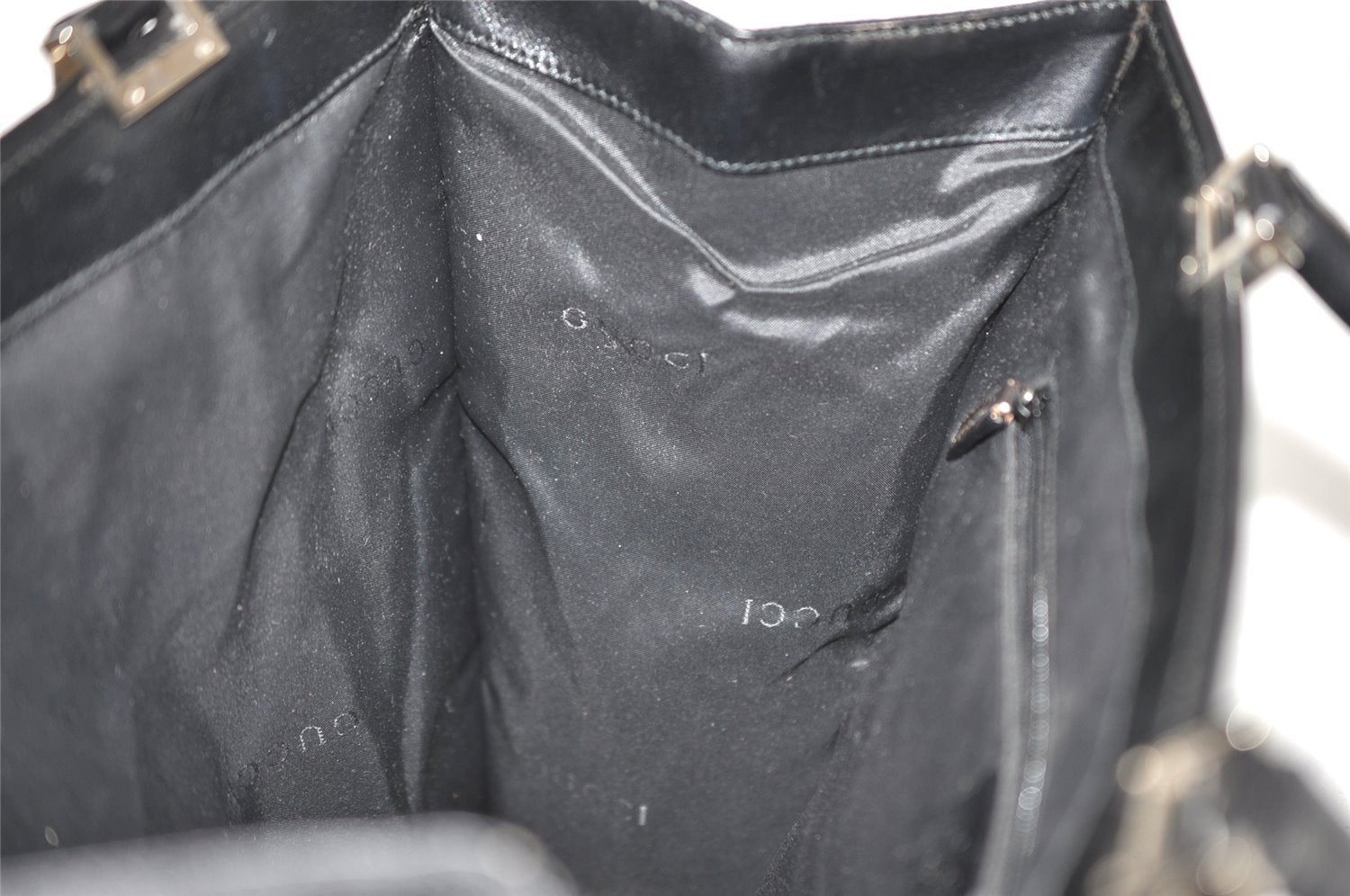 Authentic GUCCI Jackie Shoulder Tote Bag GG Canvas Leather 0021064 Black 3030J