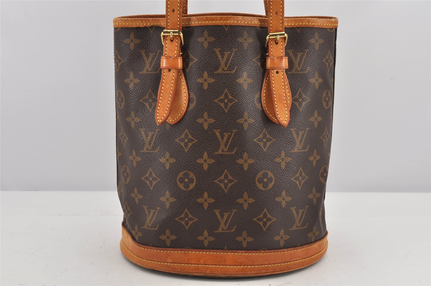 Authentic Louis Vuitton Monogram Bucket PM Shoulder Tote Bag M42238 LV 3030K