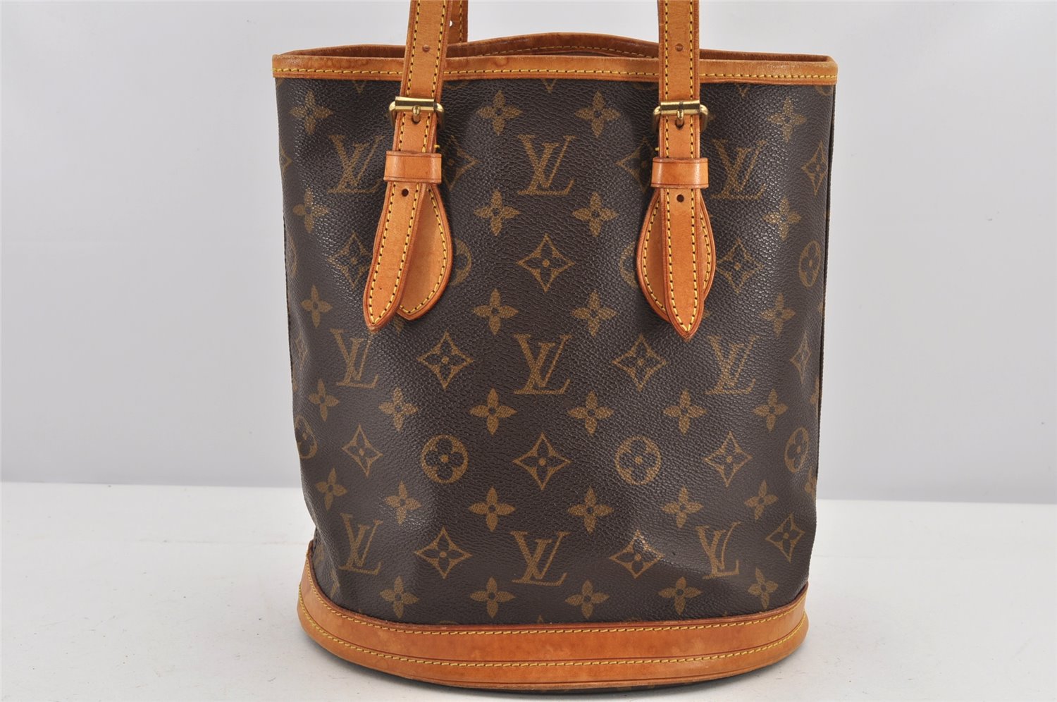 Authentic Louis Vuitton Monogram Bucket PM Shoulder Tote Bag M42238 LV 3030K