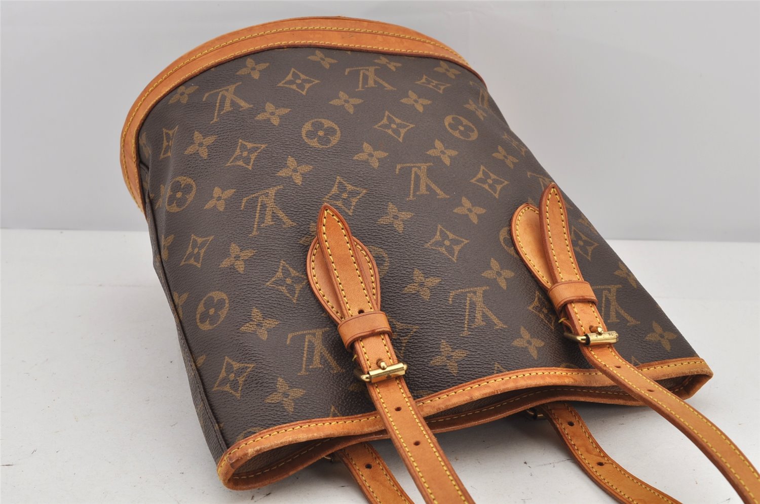 Authentic Louis Vuitton Monogram Bucket PM Shoulder Tote Bag M42238 LV 3030K