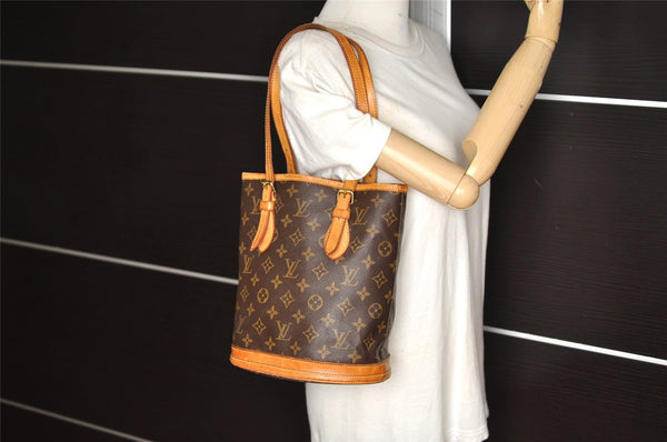 Authentic Louis Vuitton Monogram Bucket PM Shoulder Tote Bag M42238 LV 3030K