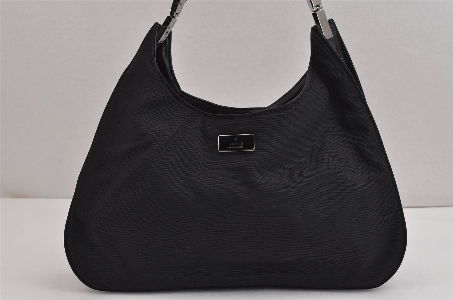 Authentic GUCCI Shoulder Hand Bag Purse Nylon Leather 0013767 Black 3031J