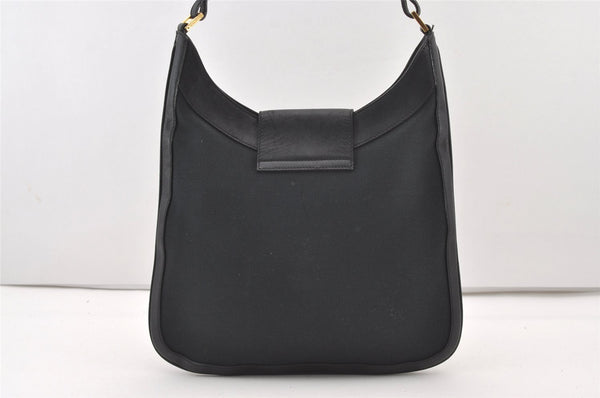 Authentic GUCCI Shoulder Bag Purse Canvas Leather 0014129 Black 3035J