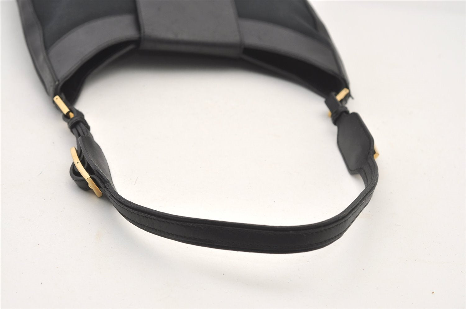 Authentic GUCCI Shoulder Bag Purse Canvas Leather 0014129 Black 3035J