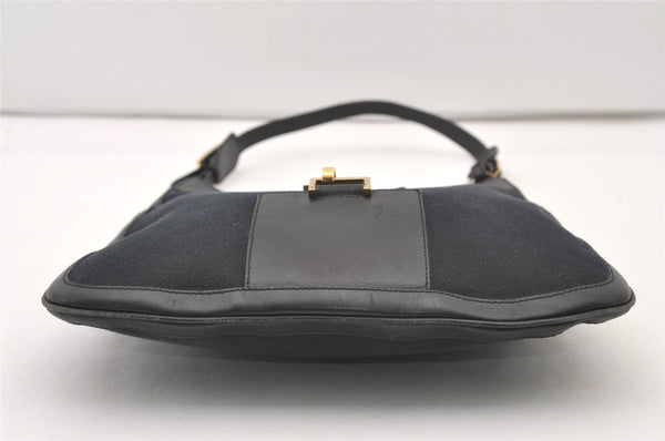 Authentic GUCCI Shoulder Bag Purse Canvas Leather 0014129 Black 3035J