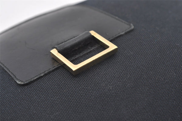 Authentic GUCCI Shoulder Bag Purse Canvas Leather 0014129 Black 3035J