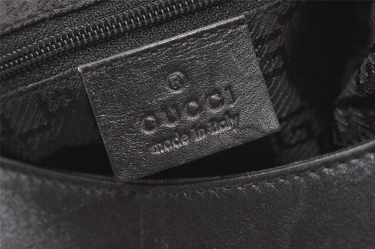 Authentic GUCCI Shoulder Bag Purse Canvas Leather 0014129 Black 3035J