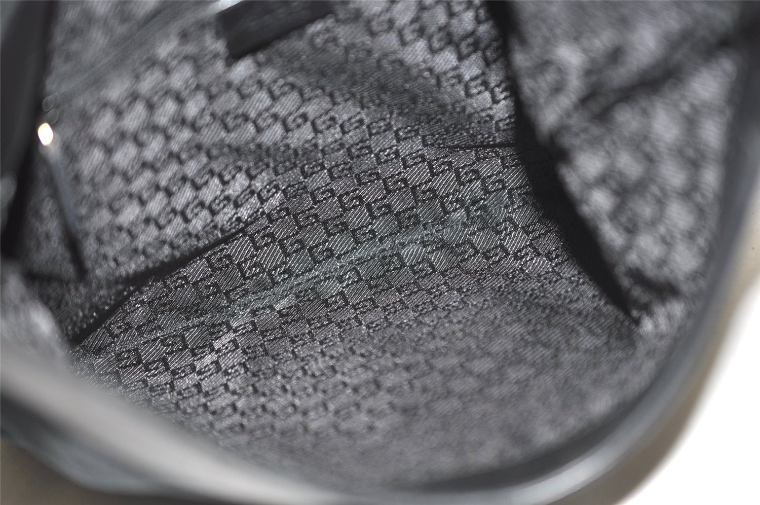 Authentic GUCCI Shoulder Bag Purse Canvas Leather 0014129 Black 3035J