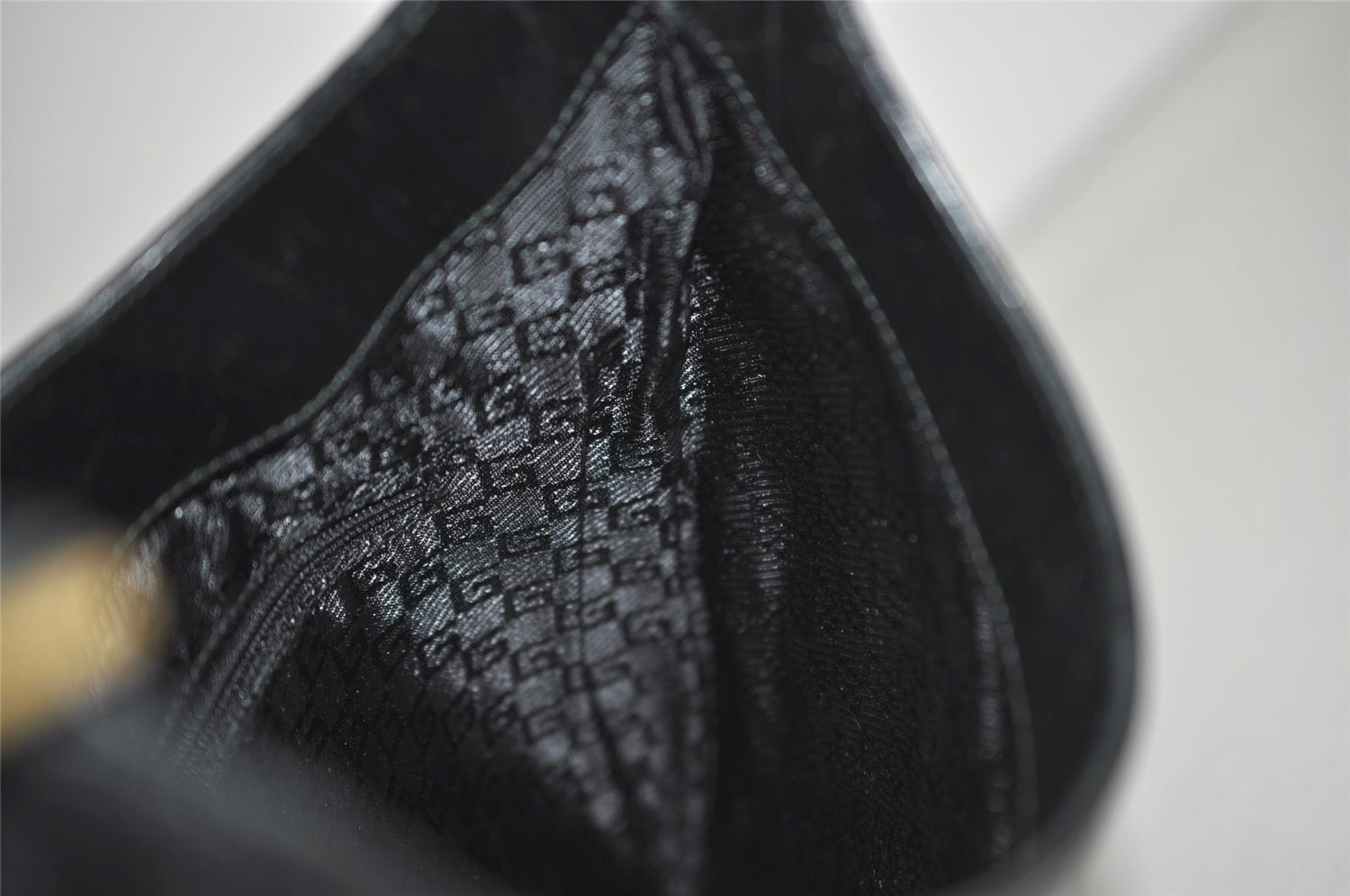 Authentic GUCCI Shoulder Bag Purse Canvas Leather 0014129 Black 3035J