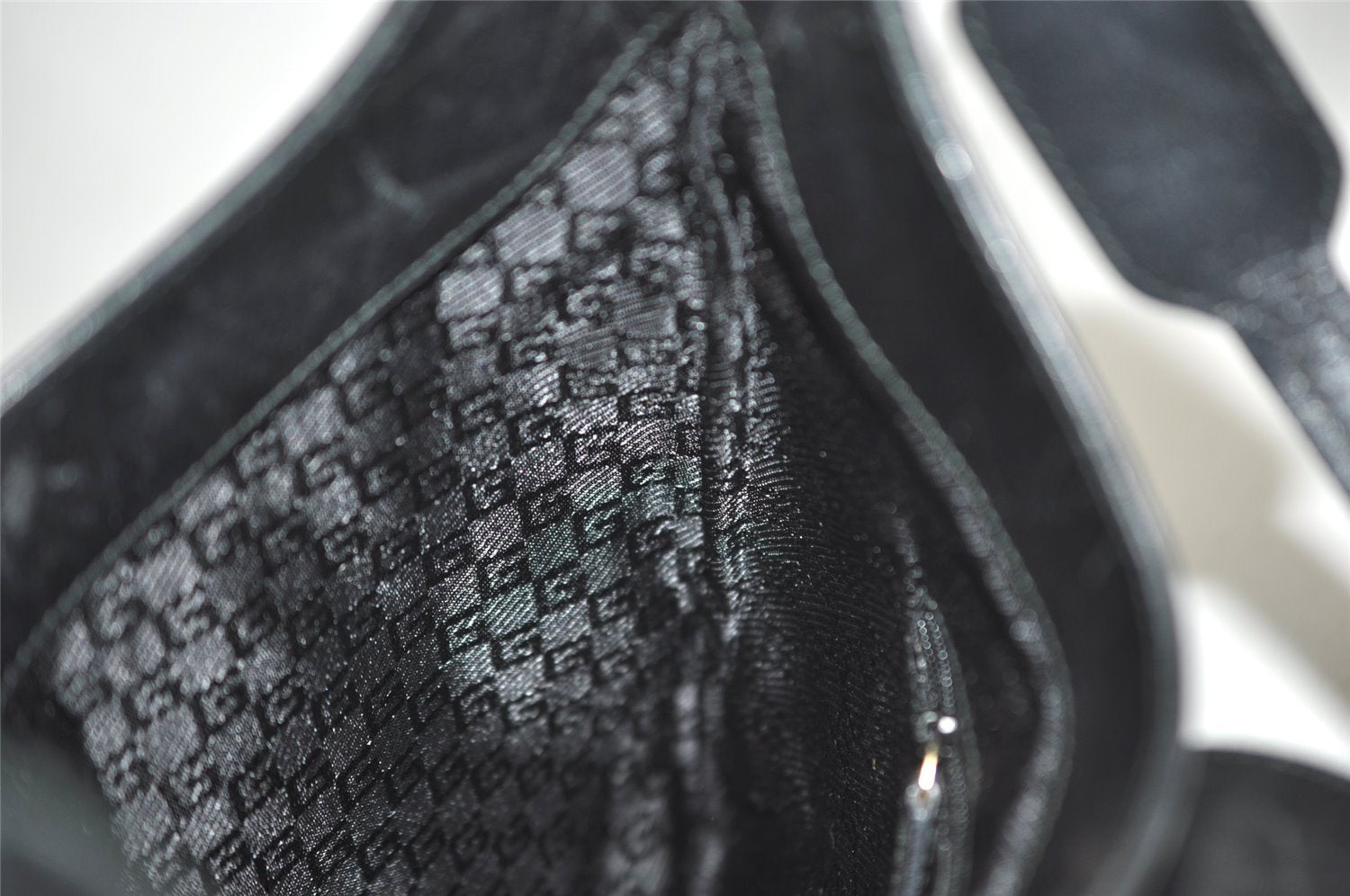 Authentic GUCCI Shoulder Bag Purse Canvas Leather 0014129 Black 3035J