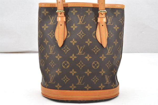 Authentic Louis Vuitton Monogram Bucket PM Shoulder Tote Bag M42238 Junk 3037K