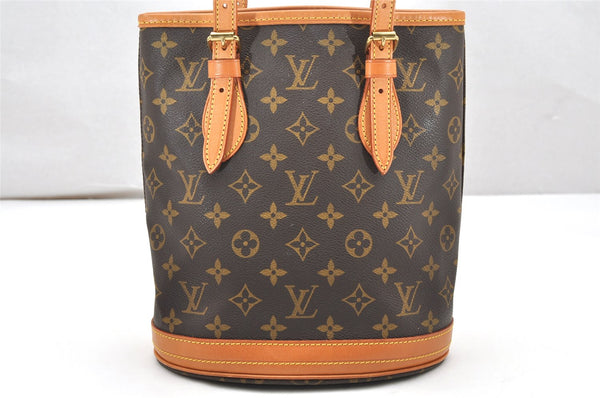 Authentic Louis Vuitton Monogram Bucket PM Shoulder Tote Bag M42238 Junk 3037K