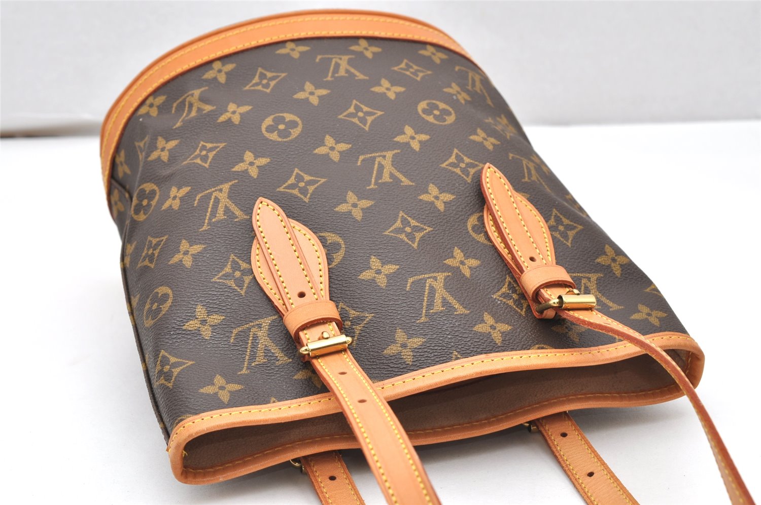 Authentic Louis Vuitton Monogram Bucket PM Shoulder Tote Bag M42238 Junk 3037K