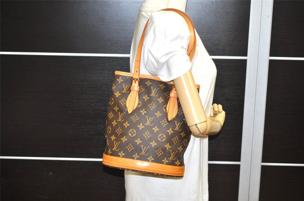 Authentic Louis Vuitton Monogram Bucket PM Shoulder Tote Bag M42238 Junk 3037K