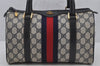 Authentic GUCCI Sherry Line Hand Boston Bag GG PVC Leather Navy Blue 3038J