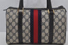 Authentic GUCCI Sherry Line Hand Boston Bag GG PVC Leather Navy Blue 3038J