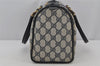 Authentic GUCCI Sherry Line Hand Boston Bag GG PVC Leather Navy Blue 3038J