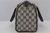 Authentic GUCCI Sherry Line Hand Boston Bag GG PVC Leather Navy Blue 3038J