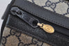 Authentic GUCCI Sherry Line Hand Boston Bag GG PVC Leather Navy Blue 3038J