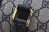 Authentic GUCCI Sherry Line Hand Boston Bag GG PVC Leather Navy Blue 3038J