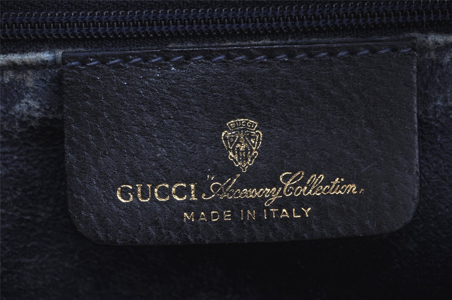 Authentic GUCCI Sherry Line Hand Boston Bag GG PVC Leather Navy Blue 3038J