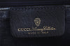 Authentic GUCCI Sherry Line Hand Boston Bag GG PVC Leather Navy Blue 3038J
