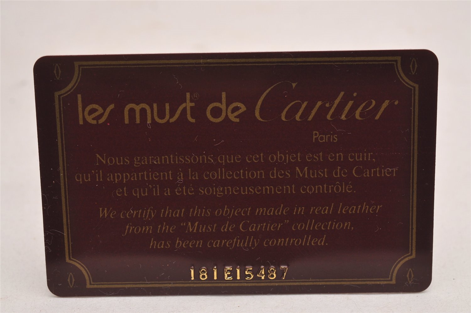 Authentic Cartier Must de Cartier Leather Shoulder Cross Bag Bordeaux Red 3044J