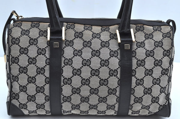 Authentic GUCCI Hand Boston Bag Purse GG Canvas Leather 0000851 Black 3046H