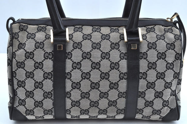 Authentic GUCCI Hand Boston Bag Purse GG Canvas Leather 0000851 Black 3046H