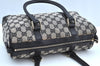 Authentic GUCCI Hand Boston Bag Purse GG Canvas Leather 0000851 Black 3046H
