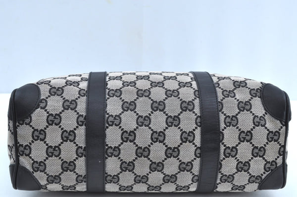 Authentic GUCCI Hand Boston Bag Purse GG Canvas Leather 0000851 Black 3046H