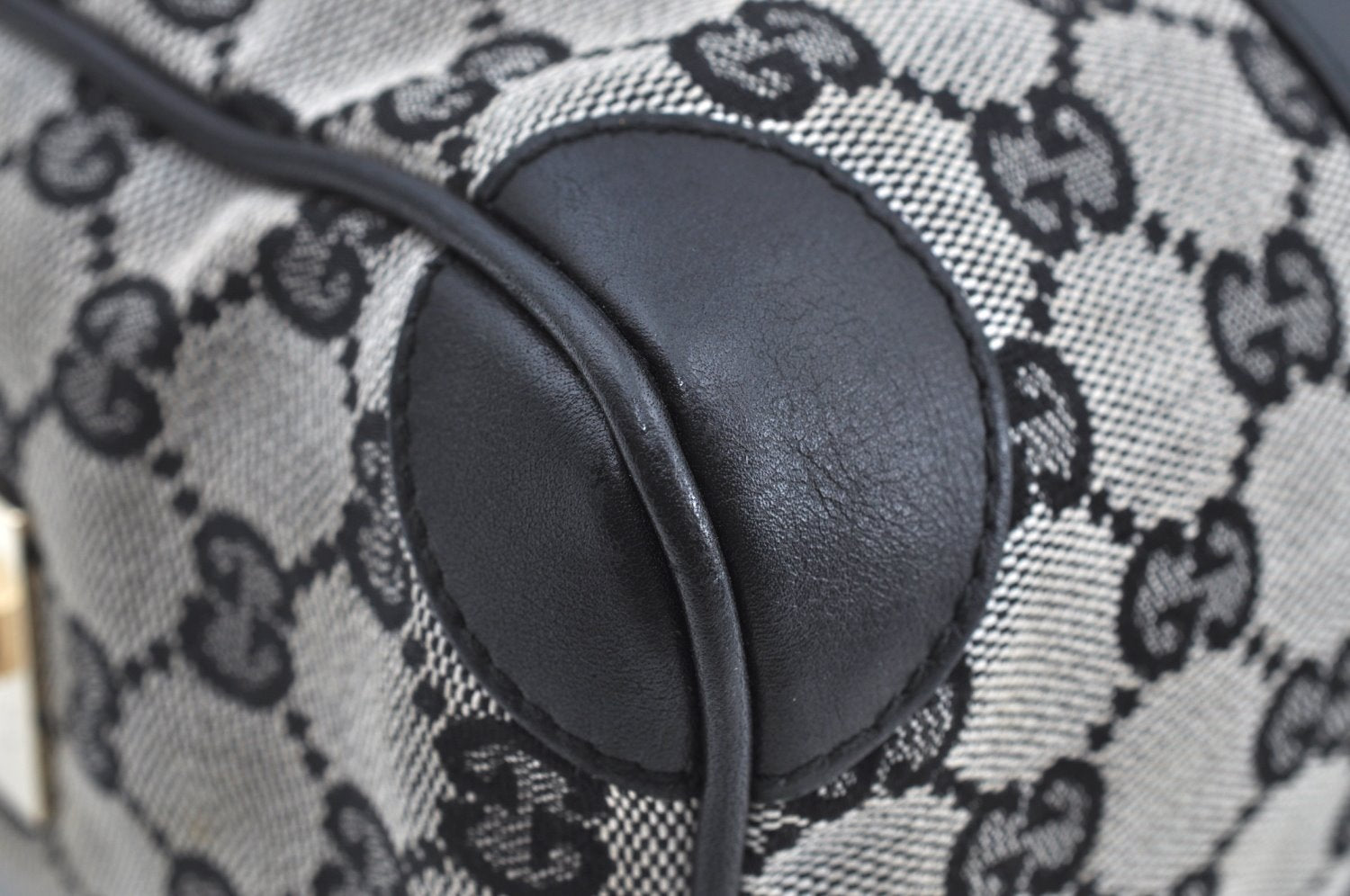 Authentic GUCCI Hand Boston Bag Purse GG Canvas Leather 0000851 Black 3046H