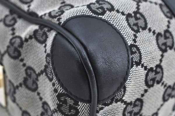 Authentic GUCCI Hand Boston Bag Purse GG Canvas Leather 0000851 Black 3046H