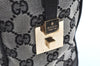 Authentic GUCCI Hand Boston Bag Purse GG Canvas Leather 0000851 Black 3046H