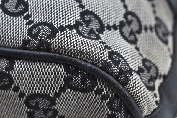 Authentic GUCCI Hand Boston Bag Purse GG Canvas Leather 0000851 Black 3046H