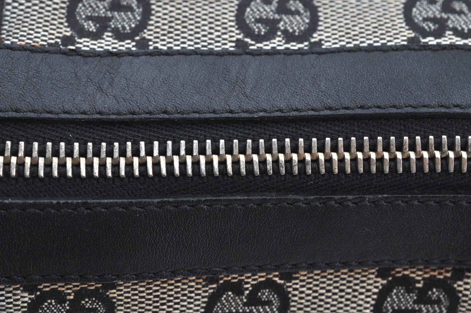 Authentic GUCCI Hand Boston Bag Purse GG Canvas Leather 0000851 Black 3046H