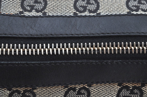 Authentic GUCCI Hand Boston Bag Purse GG Canvas Leather 0000851 Black 3046H