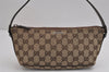 Authentic GUCCI Web Sherry Line Hand Bag Pouch GG Canvas Leather Brown 3047J