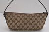 Authentic GUCCI Web Sherry Line Hand Bag Pouch GG Canvas Leather Brown 3047J