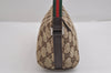 Authentic GUCCI Web Sherry Line Hand Bag Pouch GG Canvas Leather Brown 3047J