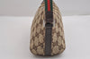 Authentic GUCCI Web Sherry Line Hand Bag Pouch GG Canvas Leather Brown 3047J