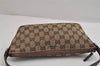 Authentic GUCCI Web Sherry Line Hand Bag Pouch GG Canvas Leather Brown 3047J