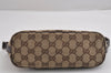 Authentic GUCCI Web Sherry Line Hand Bag Pouch GG Canvas Leather Brown 3047J