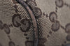 Authentic GUCCI Web Sherry Line Hand Bag Pouch GG Canvas Leather Brown 3047J