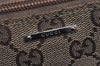 Authentic GUCCI Web Sherry Line Hand Bag Pouch GG Canvas Leather Brown 3047J