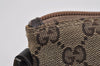 Authentic GUCCI Web Sherry Line Hand Bag Pouch GG Canvas Leather Brown 3047J
