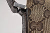 Authentic GUCCI Web Sherry Line Hand Bag Pouch GG Canvas Leather Brown 3047J