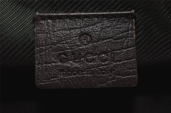 Authentic GUCCI Web Sherry Line Hand Bag Pouch GG Canvas Leather Brown 3047J