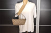 Authentic GUCCI Web Sherry Line Hand Bag Pouch GG Canvas Leather Brown 3047J